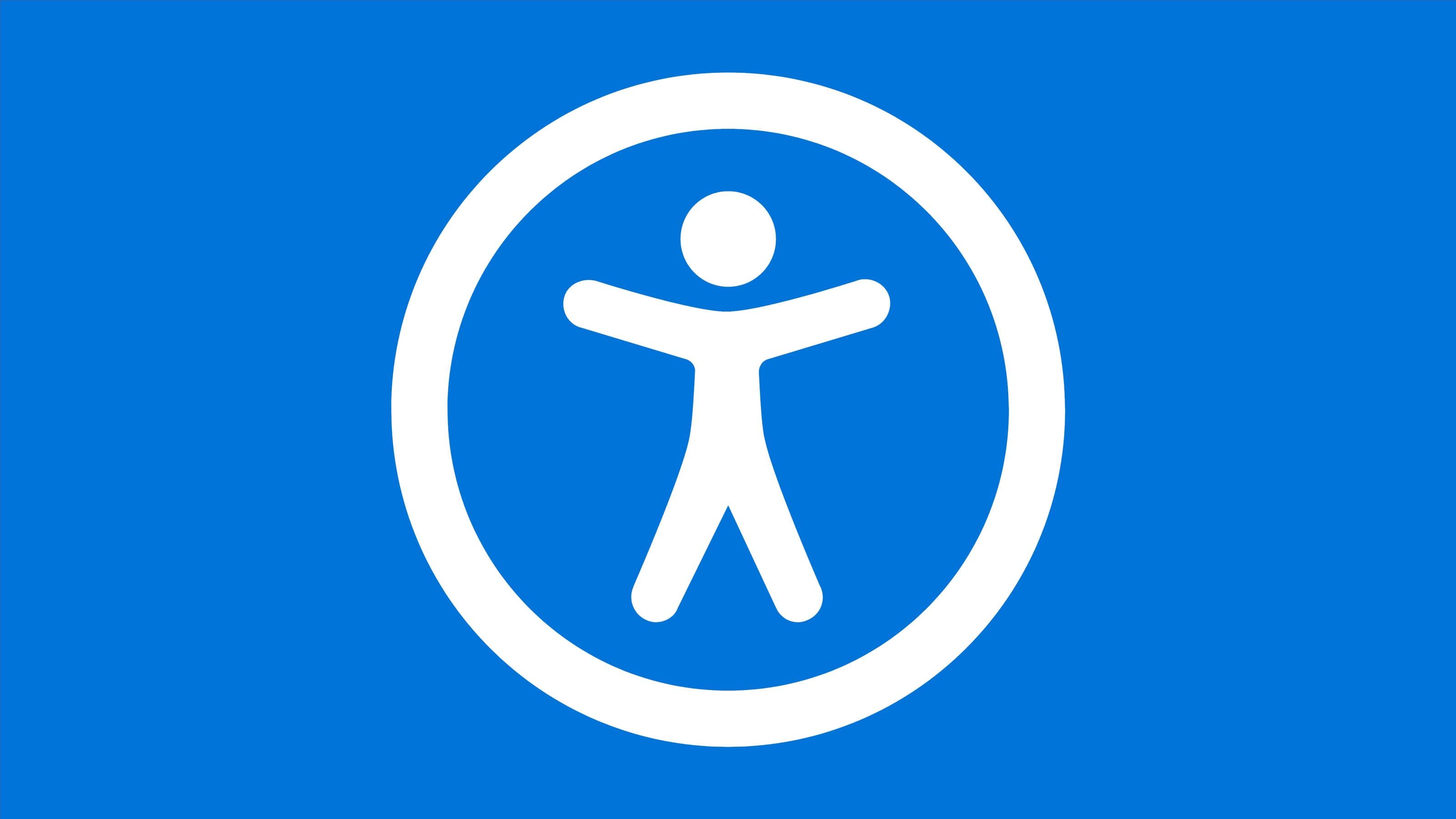 An illustration of a person in a circle on a blue background