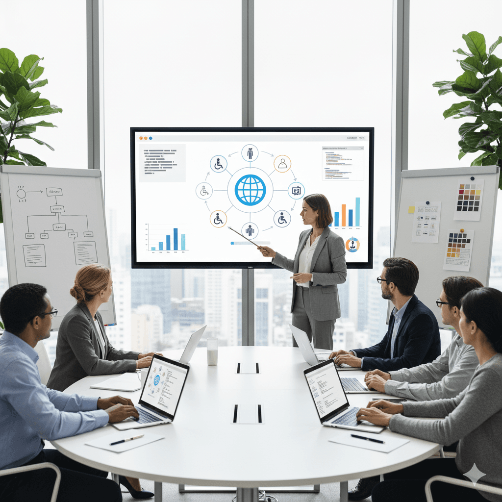 Male hand navigates website using braille keyboard